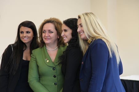 Albanian Ambassador Floreta Faber poses with WMU-Cooley students after event