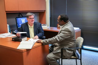 WMU-Cooley Professor Brendan Beery talks to law students