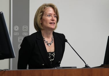 Professor Lauren Rousseau speaking during WMU-Cooley Opioid Crisis Panel Discussion